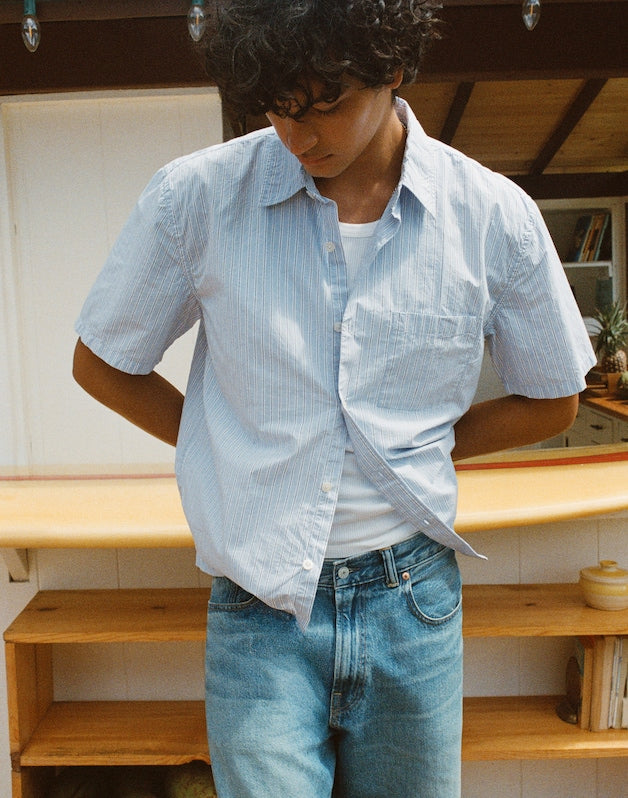 Boxy Cropped Shirt in Crisp Poplin TRANQUIL BLUE