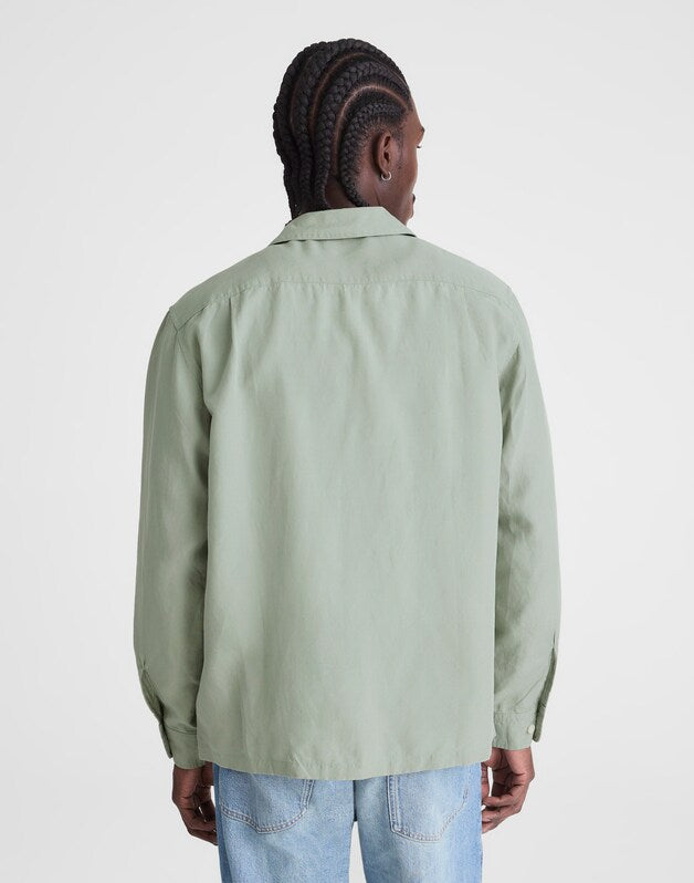 The Long-Sleeve Camp Shirt in Archive Linen Blend FROSTED CEMENT