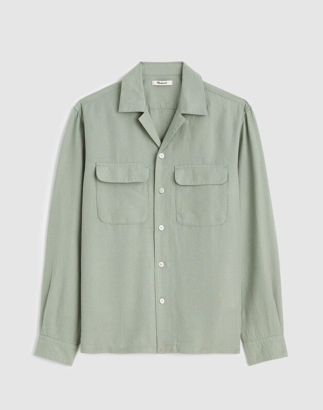 The Long-Sleeve Camp Shirt in Archive Linen Blend FROSTED CEMENT
