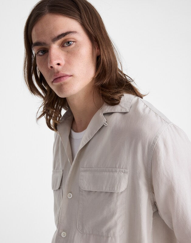 The Long-Sleeve Camp Shirt in Archive Linen Blend FORM GREY