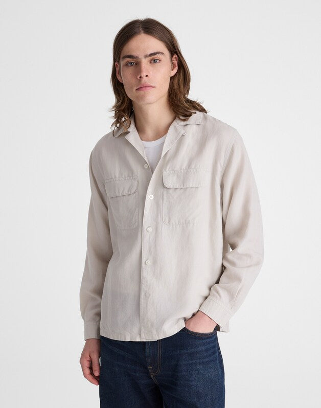 The Long-Sleeve Camp Shirt in Archive Linen Blend FORM GREY