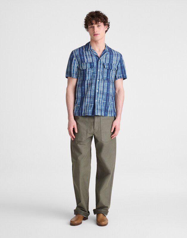 Short-Sleeve Camp Shirt in Archive Linen Blend CLASSIC INDIGO
