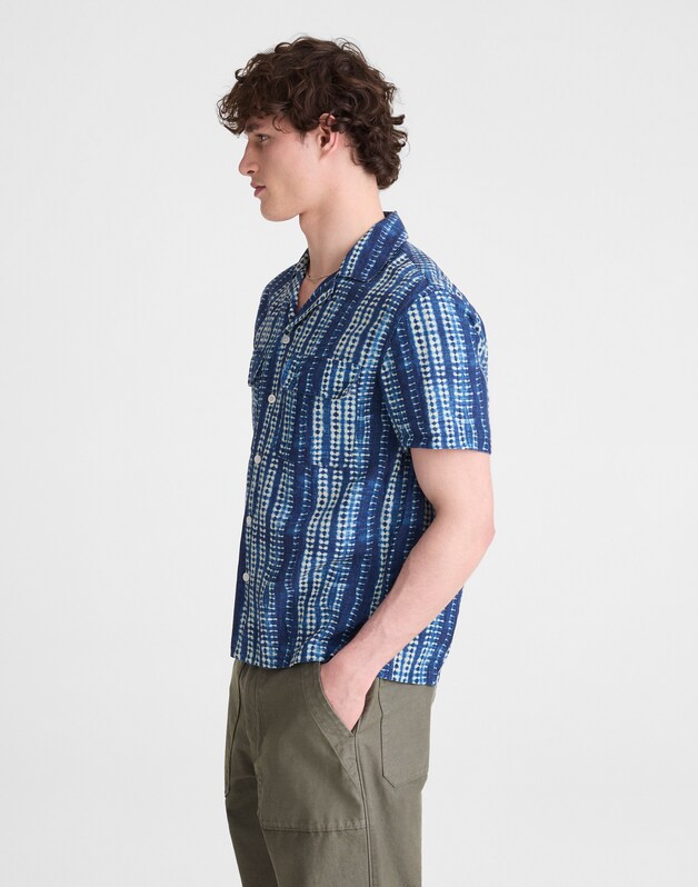 Short-Sleeve Camp Shirt in Archive Linen Blend CLASSIC INDIGO