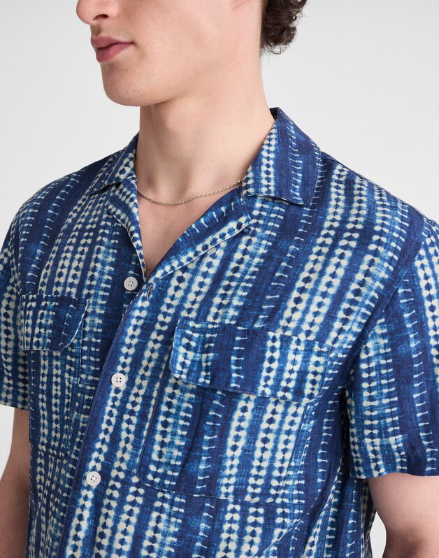 Short-Sleeve Camp Shirt in Archive Linen Blend CLASSIC INDIGO