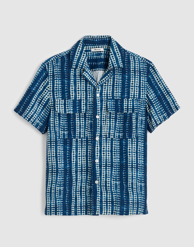 Short-Sleeve Camp Shirt in Archive Linen Blend CLASSIC INDIGO