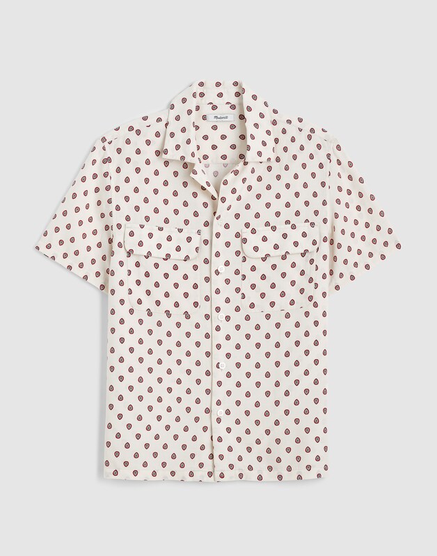 Short-Sleeve Camp Shirt in Archive Linen Blend VINTAGE IVORY