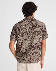 Short-Sleeve Camp Shirt in Archive Linen Blend FLORAL STIPPLED TOILE PRINT