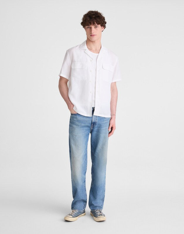 Short-Sleeve Camp Shirt in Archive Linen Blend WHITE