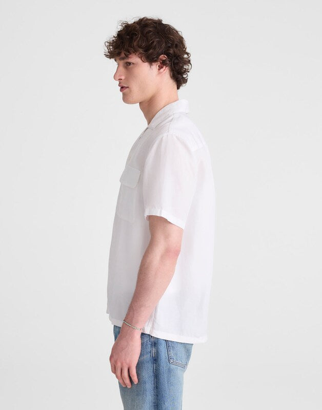 Short-Sleeve Camp Shirt in Archive Linen Blend WHITE