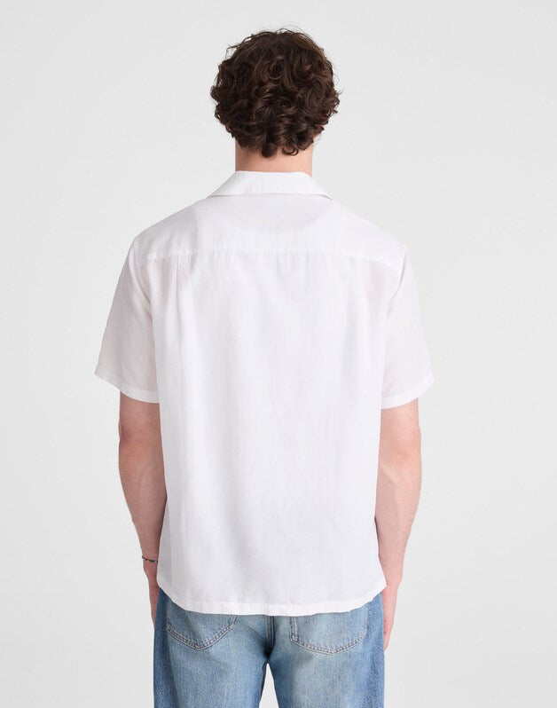 Short-Sleeve Camp Shirt in Archive Linen Blend WHITE