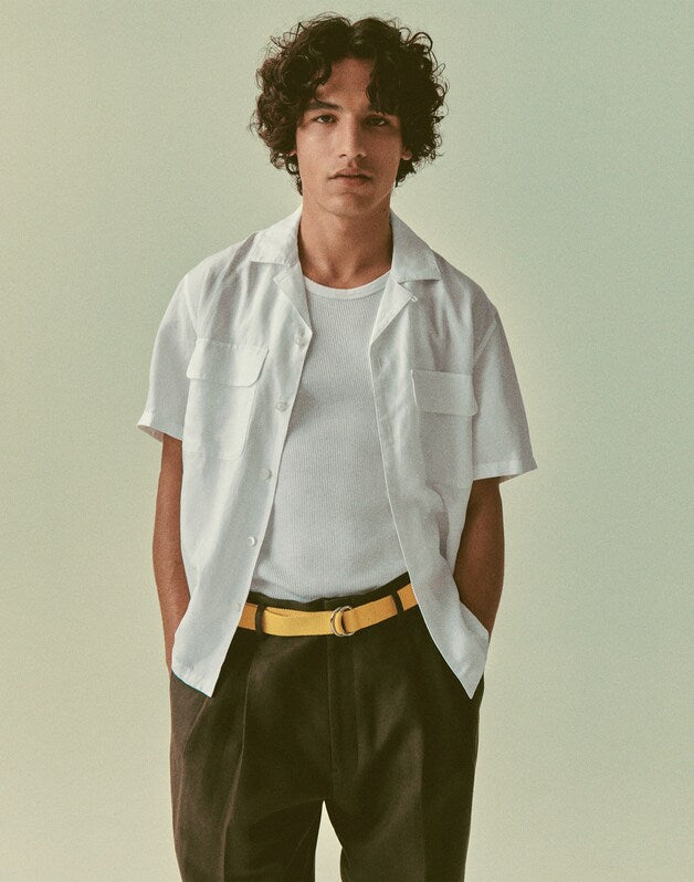 Short-Sleeve Camp Shirt in Archive Linen Blend WHITE
