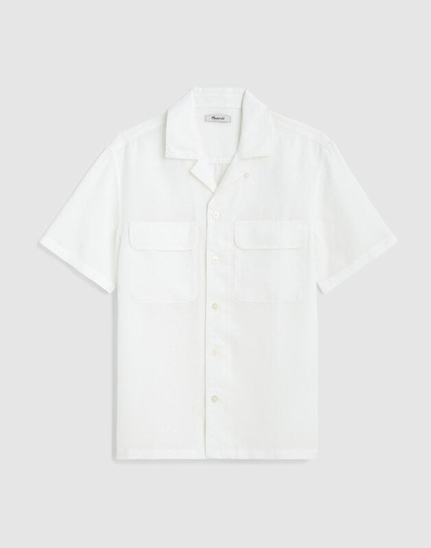 Short-Sleeve Camp Shirt in Archive Linen Blend WHITE