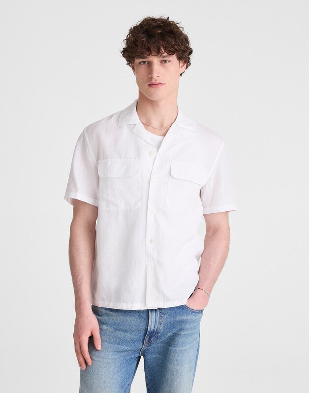 Short-Sleeve Camp Shirt in Archive Linen Blend WHITE