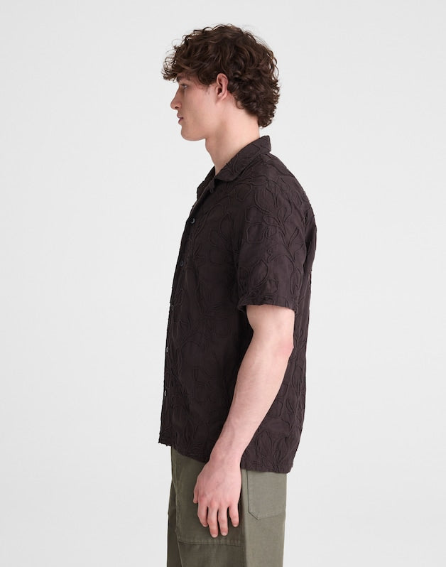 The Short-Sleeve Camp Shirt in Cotton COOL OBSIDIAN