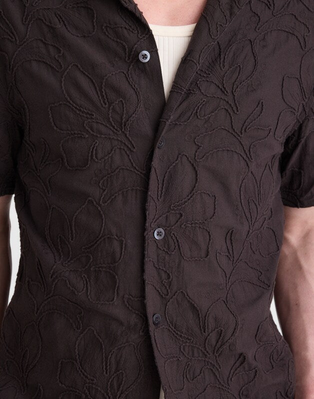 The Short-Sleeve Camp Shirt in Cotton COOL OBSIDIAN