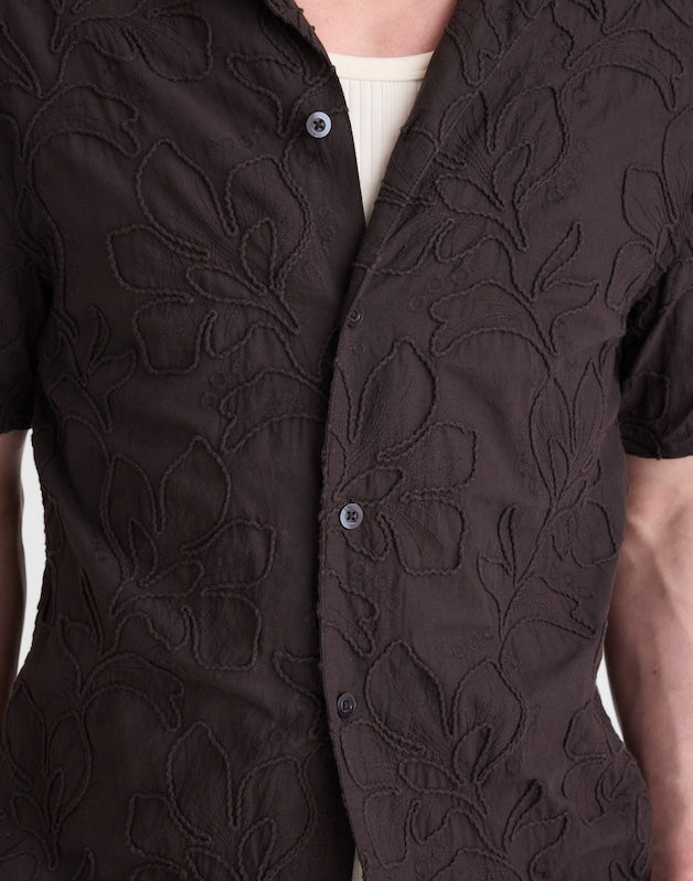 The Short-Sleeve Camp Shirt in Cotton COOL OBSIDIAN