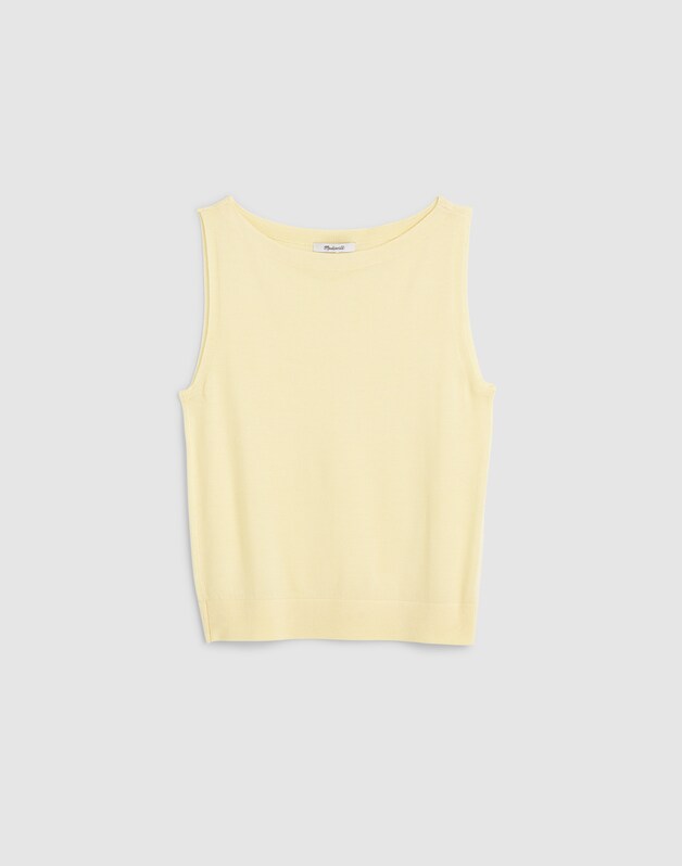 Boatneck Sweater Tank in Merino Wool-Silk Blend SHEER PINEAPPLE