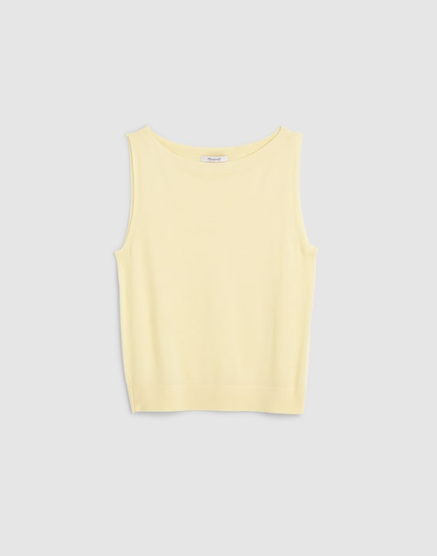Boatneck Sweater Tank in Merino Wool-Silk Blend SHEER PINEAPPLE