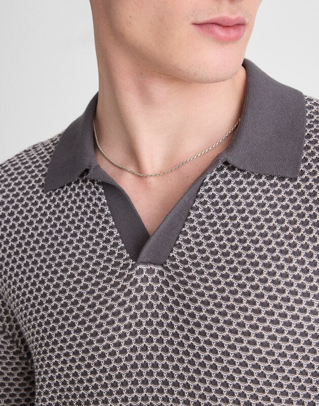 Johnny-Collar Sweater Polo STORMY SPRUCE