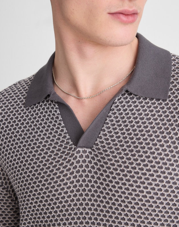 Johnny-Collar Sweater Polo STORMY SPRUCE
