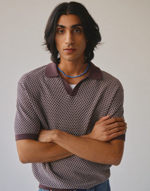 Johnny-Collar Sweater Polo RUM RAISIN