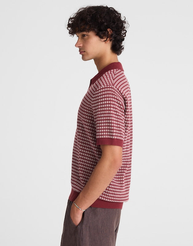 Single-Button Sweater Polo DUSTY MERLOT