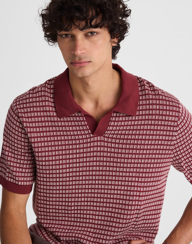 Single-Button Sweater Polo DUSTY MERLOT