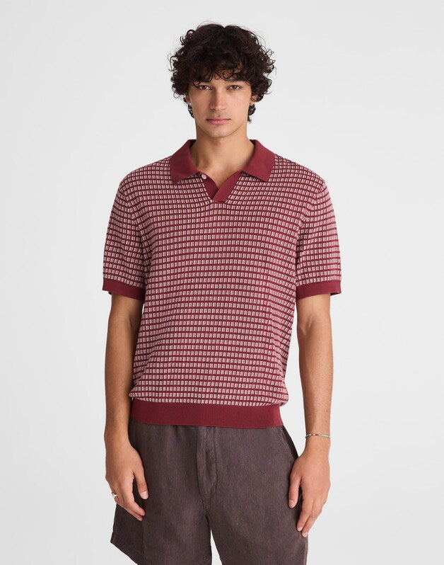 Single-Button Sweater Polo DUSTY MERLOT