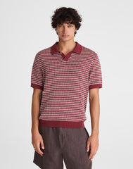 Single-Button Sweater Polo DUSTY MERLOT