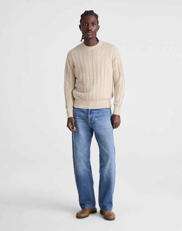Crewneck Sweater in DuneRib Linen NATURAL