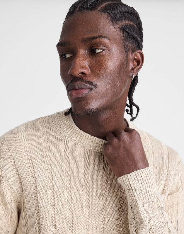 Crewneck Sweater in DuneRib Linen NATURAL