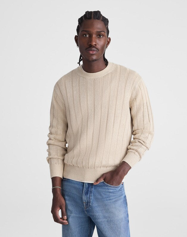 Crewneck Sweater in DuneRib Linen NATURAL