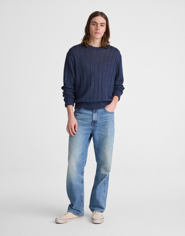 Crewneck Sweater in DuneRib Linen DEEP NAVY