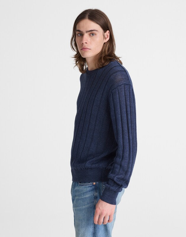 Crewneck Sweater in DuneRib Linen DEEP NAVY