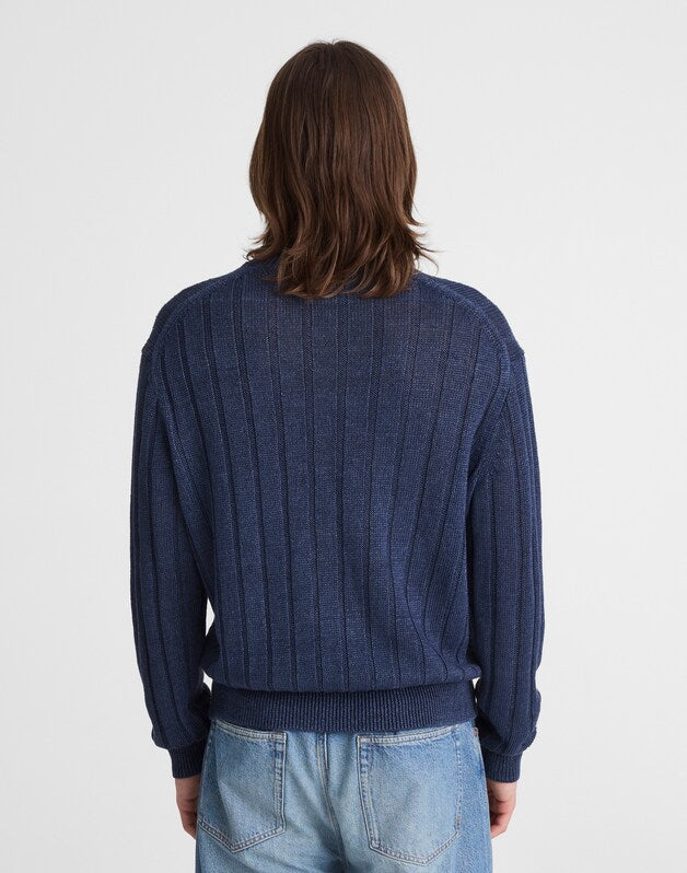 Crewneck Sweater in DuneRib Linen DEEP NAVY