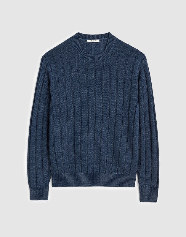 Crewneck Sweater in DuneRib Linen DEEP NAVY