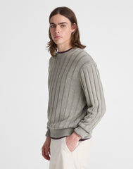 Crewneck Sweater in DuneRib Linen LIGHT SAGE
