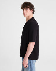 Knit Short-Sleeve Boxy Shirt JET BLACK