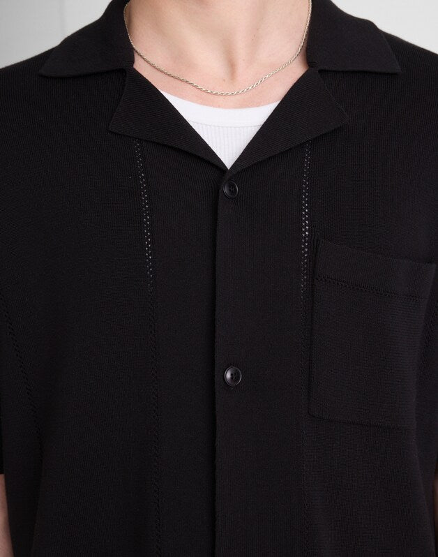 Knit Short-Sleeve Boxy Shirt JET BLACK