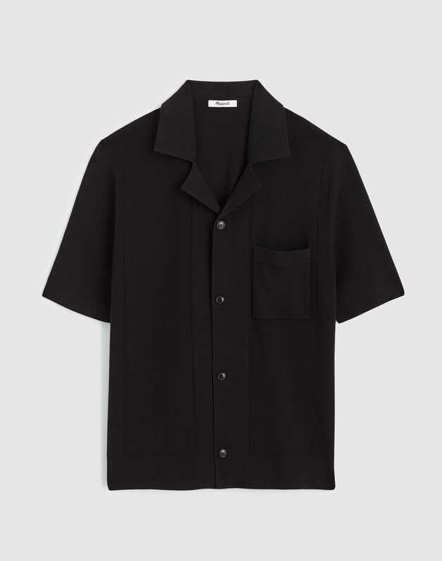Knit Short-Sleeve Boxy Shirt JET BLACK
