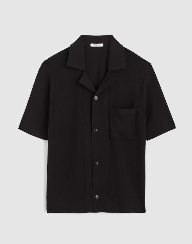 Knit Short-Sleeve Boxy Shirt JET BLACK