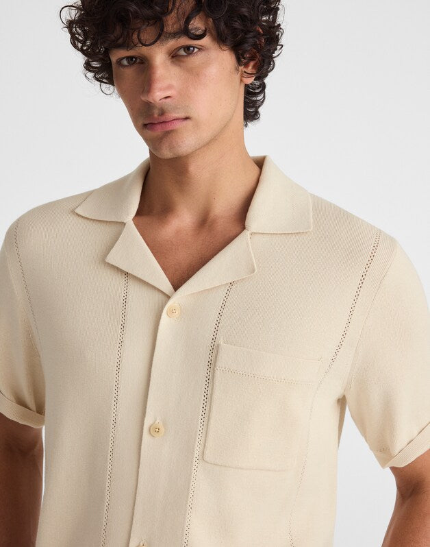 Knit Short-Sleeve Boxy Shirt DUSTY PEARL