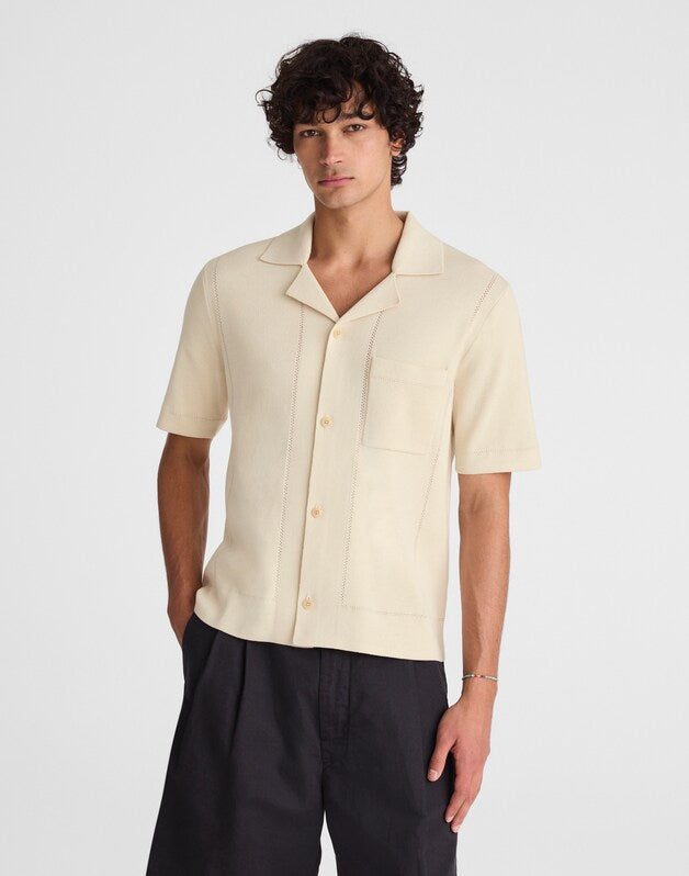 Knit Short-Sleeve Boxy Shirt DUSTY PEARL