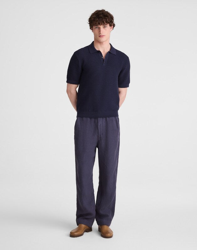 Textured Open-Stitch Polo INK