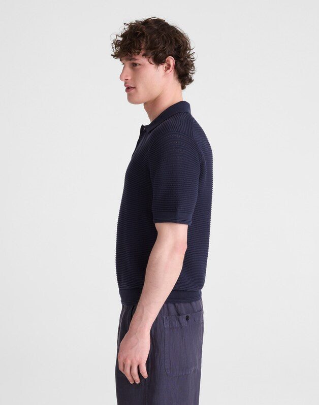 Textured Open-Stitch Polo INK