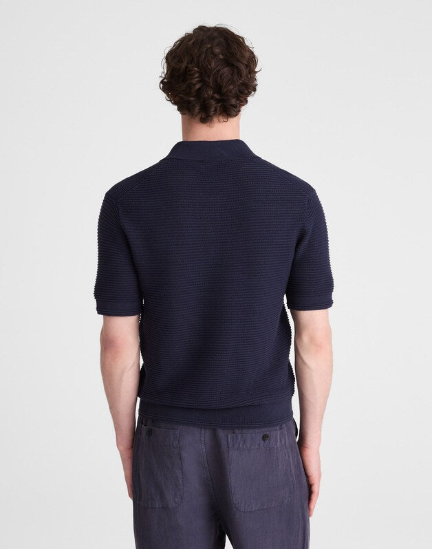 Textured Open-Stitch Polo INK