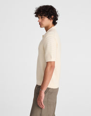 Textured Open-Stitch Polo ANTIQUE CREAM