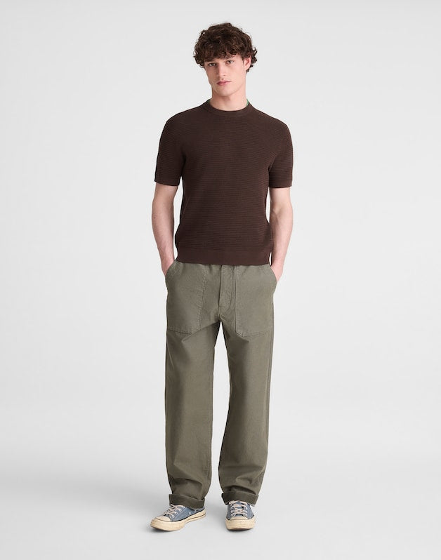 Textured-Stitch Sweater Tee CHOCOLATE