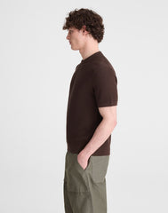 Textured-Stitch Sweater Tee CHOCOLATE