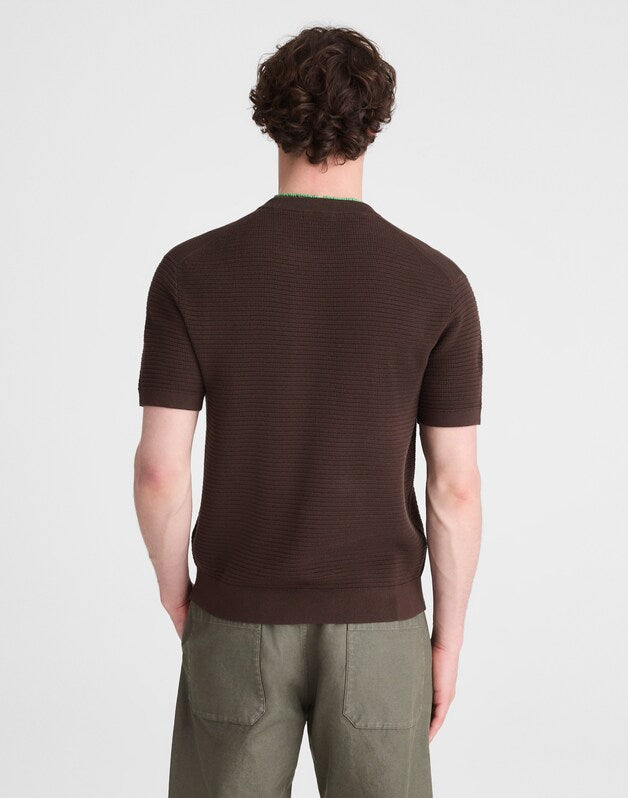 Textured-Stitch Sweater Tee CHOCOLATE
